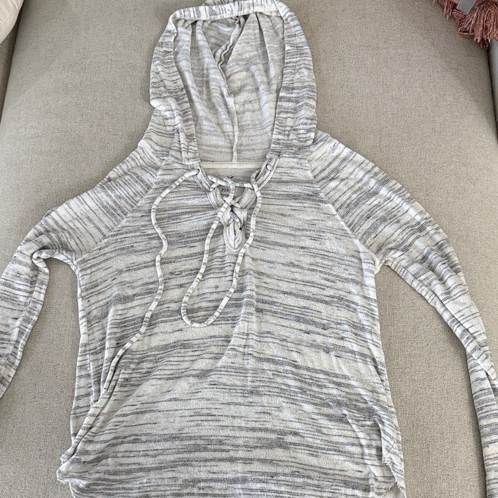 American Eagle Outfitters Light Gray Striped Hoodie
